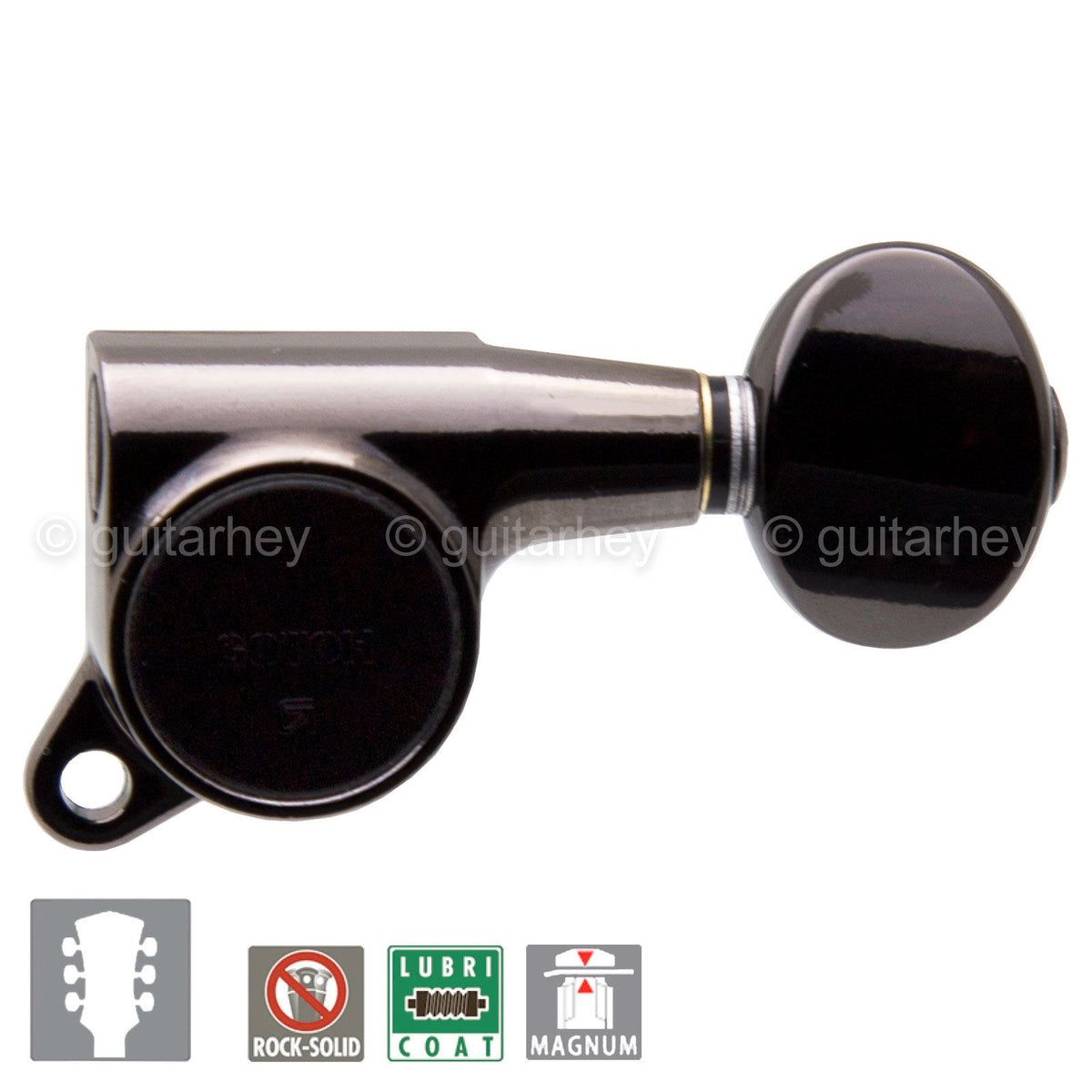 NEW Gotoh SG381-05 MG Magnum LOCKING Small OVAL Buttons Keys 3X3 - COSMO BLACK