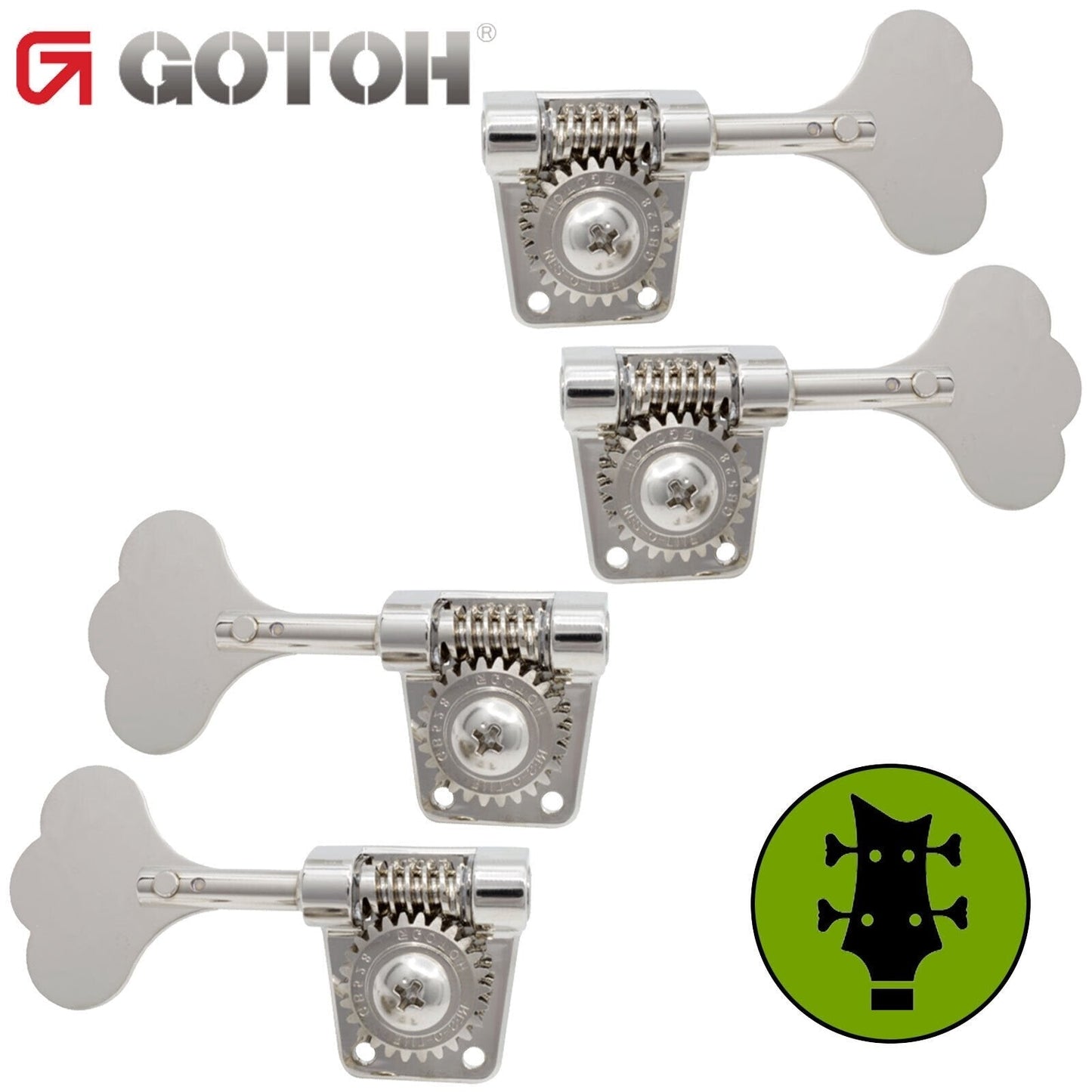 NEW Gotoh Res-O-Lite GB528 Vintage Style Bass L2+R2 Set Lightweight 2x2 - NICKEL
