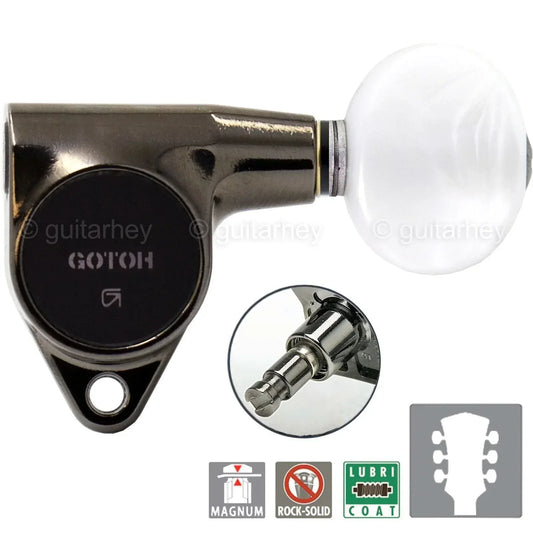 NEW Gotoh SG301-05P1 MG Locking Tuners OVAL Pearloid Buttons Set 3x3 COSMO BLACK