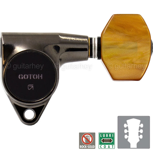 NEW Gotoh SG301-P8 Tuning Keys L3+R3 Small AMBER Buttons Set 3x3 - COSMO BLACK