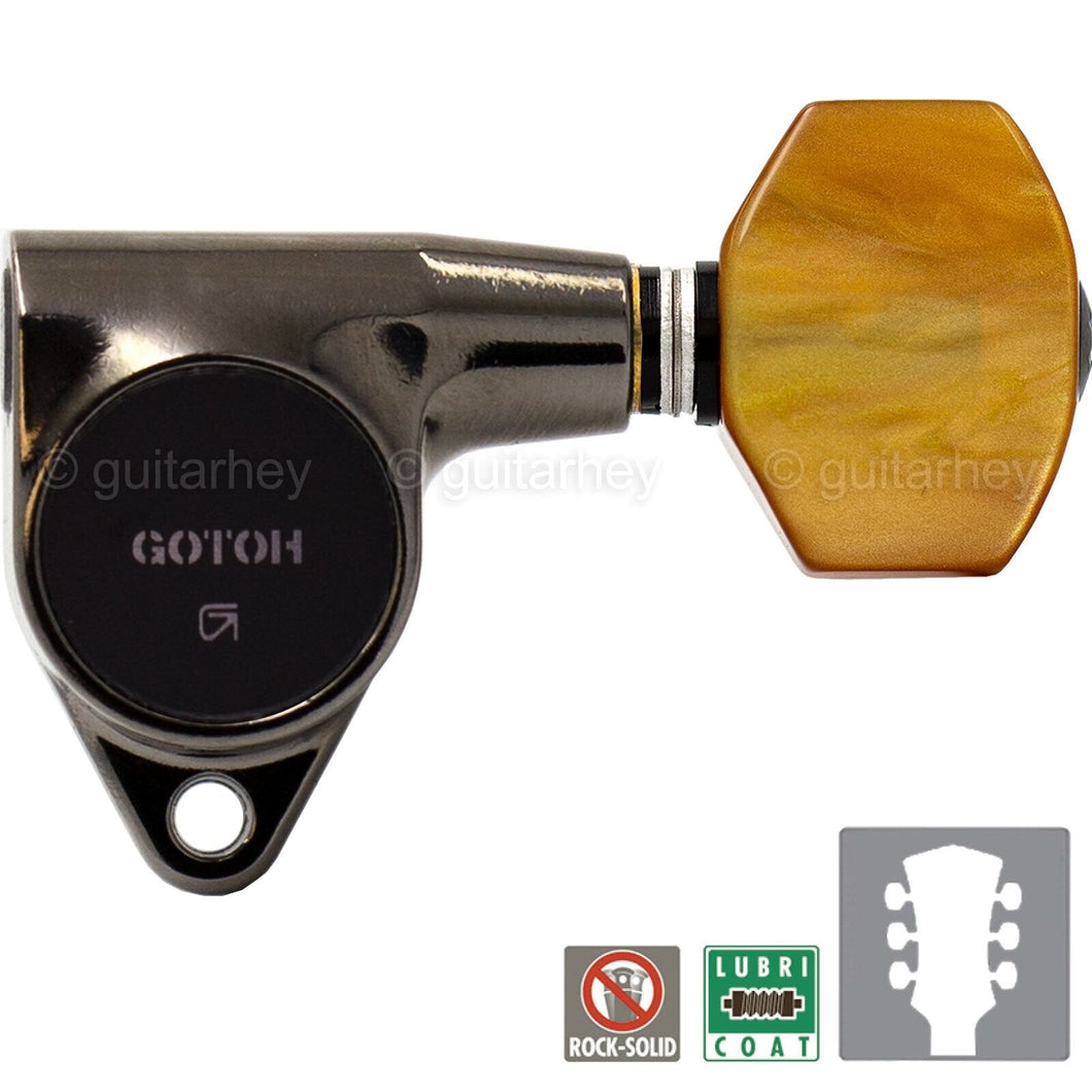 NEW Gotoh SG301-P8 Tuning Keys L3+R3 Small AMBER Buttons Set 3x3 - COSMO BLACK