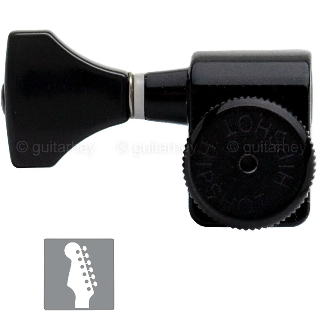 NEW Hipshot STAGGERED HS Buttons Kit Fender® Directrofit™ LOCKING LEFTY - BLACK