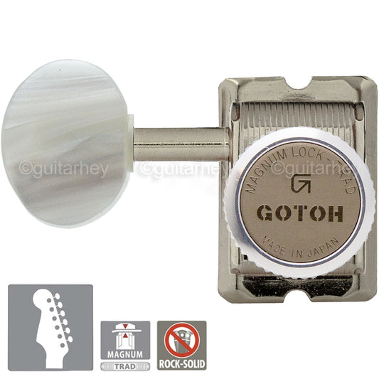 NEW Gotoh SD91-P5W MGT Locking Tuners PEARL Buttons 6 in line LEFT-HANDED NICKEL