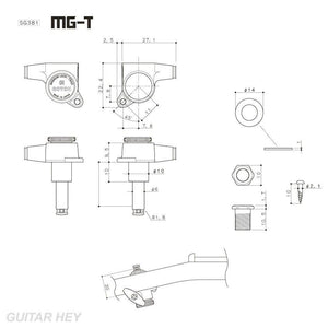 NEW Gotoh SG381-07 MGT 6 in Line NON-STAGGERED Locking Tuners LEFT-HANDED - GOLD