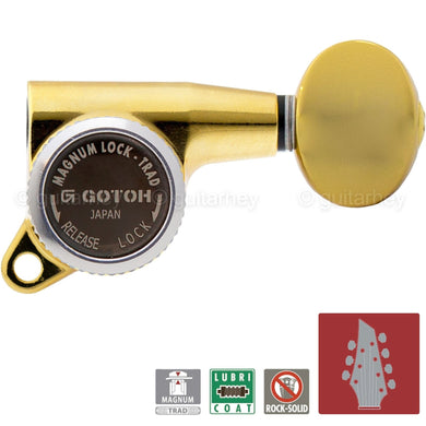 NEW Gotoh SG381-05 MGT Locking Tuners 7-String OVAL Buttons L3+R4 Set 3X4 - GOLD
