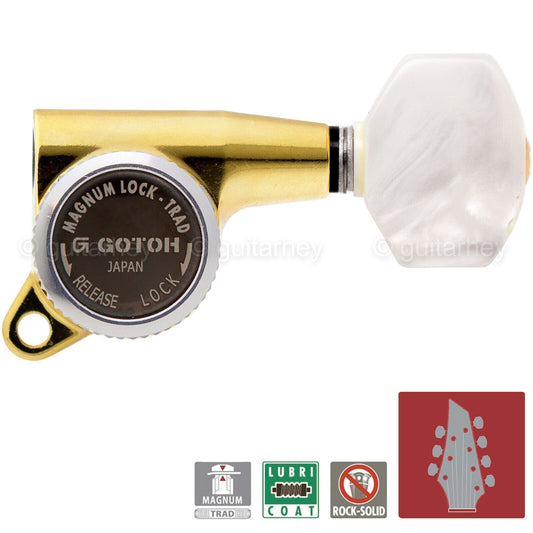NEW Gotoh SG381-P7 MGT Locking Tuners 7-String w/ PEARLOID L3+R4 Set 3X4 - GOLD