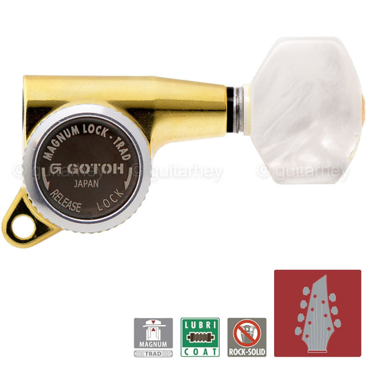 NEW Gotoh SG381-P7 MGT Locking Tuners 7-String w/ PEARLOID L4+R3 Set 4x3 - GOLD