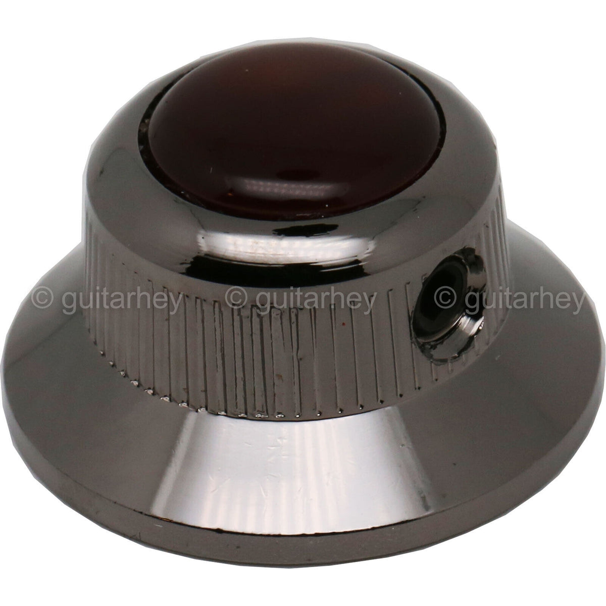 NEW (1) Q-Parts UFO Guitar Knob KBU-0760 Acrylic Brown Pearl on Top COSMO BLACK