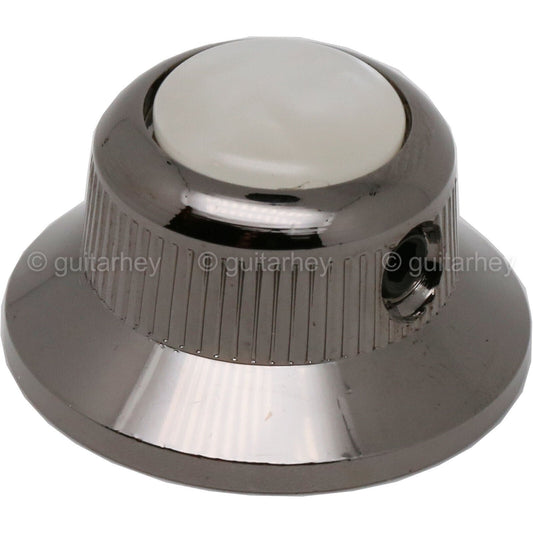 NEW (1) Q-Parts UFO Guitar Knob KBU-0751 Acrylic White Pearl on Top COSMO BLACK