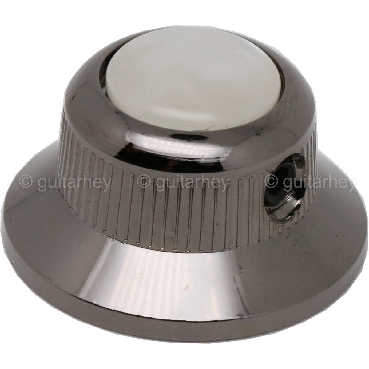 NEW (1) Q-Parts UFO Guitar Knob KBU-0751 Acrylic White Pearl on Top COSMO BLACK