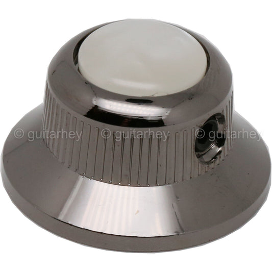 NEW (1) Q-Parts UFO Guitar Knob KBU-0751 Acrylic White Pearl on Top COSMO BLACK