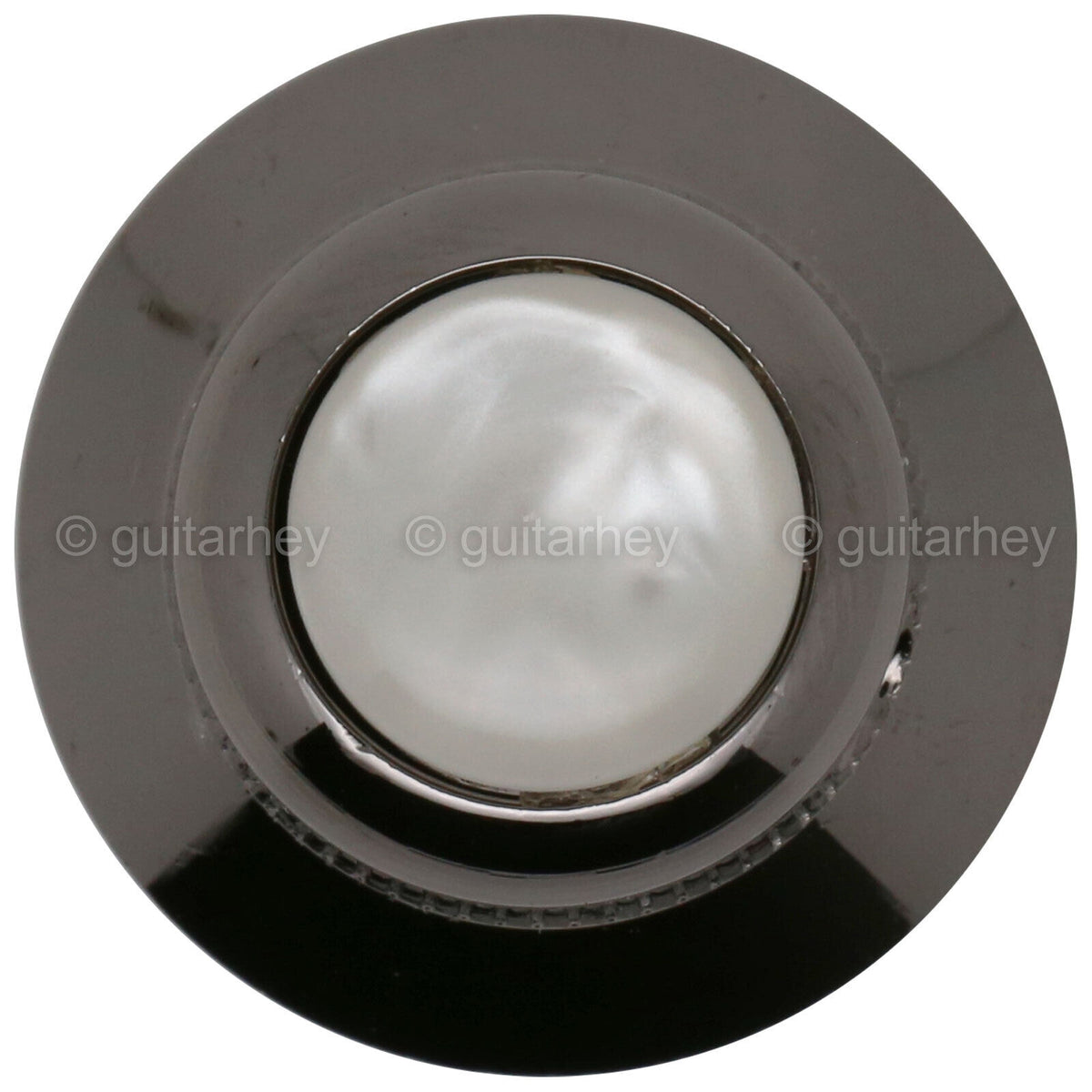 NEW (1) Q-Parts UFO Guitar Knob KBU-0751 Acrylic White Pearl on Top COSMO BLACK