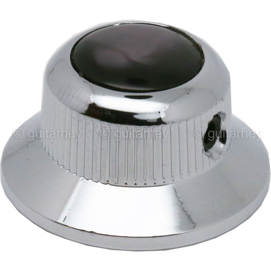 NEW (1) Q-Parts UFO Guitar Knob KCU-0749 Acrylic Black Pearl on Top - CHROME