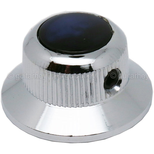 NEW (1) Q-Parts UFO Guitar Knob KCU-0758 Acrylic Blue Pearl on Top - CHROME