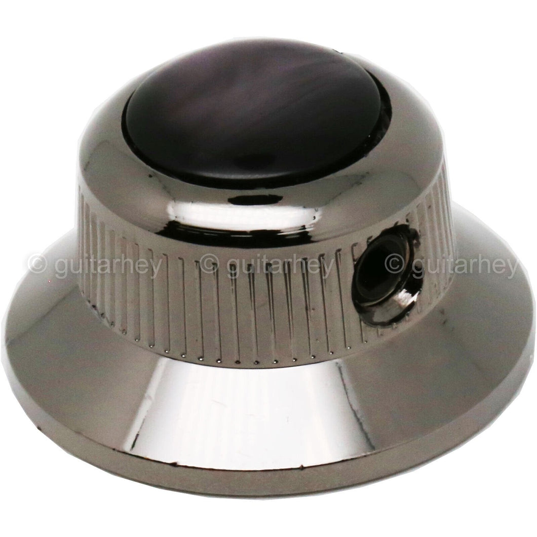 NEW (1) Q-Parts UFO Guitar Knob KBU-0748 Acrylic Black Pearl on Top COSMO BLACK