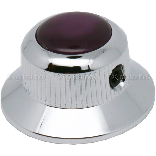NEW (1) Q-Parts UFO Guitar Knob KCU-0767 Acrylic Purple Pearl on Top - CHROME