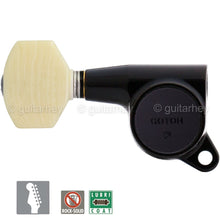 Carregar imagem no visualizador da galeria, NEW Gotoh SG381-M07 6 in Line Set Tuners IVORY Style Buttons LEFT-HANDED - BLACK