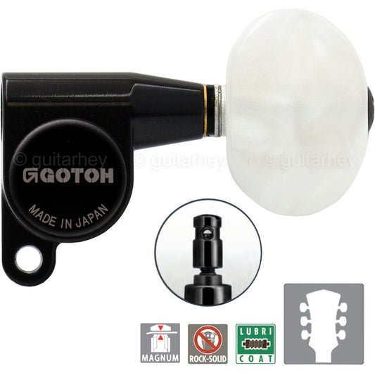 NEW Gotoh SG360-P1 MG Magnum Locking Tuners L3+R3 PEARL Buttons Set 3x3 - BLACK