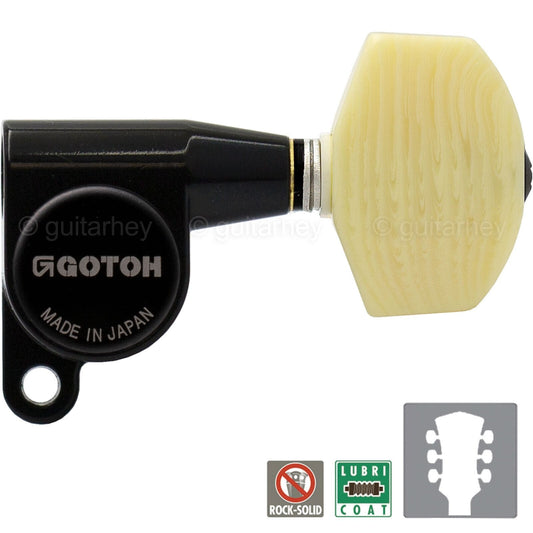 NEW Gotoh SG360-M01 L3+R3 Mini Tuning Keys w/ LARGE IVORY Buttons 3x3 - BLACK