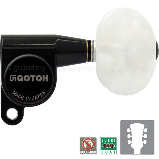 NEW Gotoh SG360-P1 L3+R3 Mini Tuning Keys LARGE OVAL PEARL Buttons 3x3 - BLACK