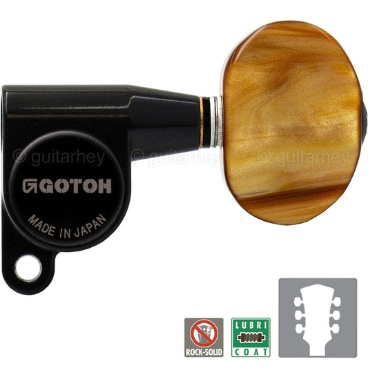 NEW Gotoh SG360-P2 L3+R3 Mini Tuning Keys LARGE AMBER OVAL Buttons 3x3 - BLACK