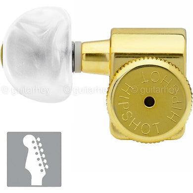 NEW Hipshot STAGGERED Moon PEARL Kit Fender® Directrofit™ LOCKING LEFTY - GOLD