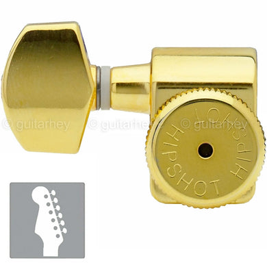 NEW Hipshot STAGGERED 6 in Line Kit Fender® Directrofit™ LOCKING LEFTY - GOLD