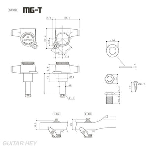 NEW Gotoh SG381-M07 MGT 6 in Line Set Locking Tuners IVORY Buttons - COSMO BLACK