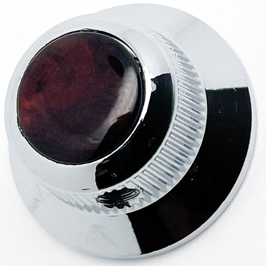 NEW (1) Q-Parts UFO Guitar Knob KCU-0755 Acrylic Red Pearl on Top - CHROME