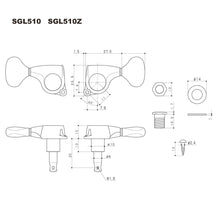 Load image into Gallery viewer, NEW Gotoh SGL510Z-P7 MGT DELTA Locking Tuning Keys, 21:1 Ratio Set 3x3 - BLACK