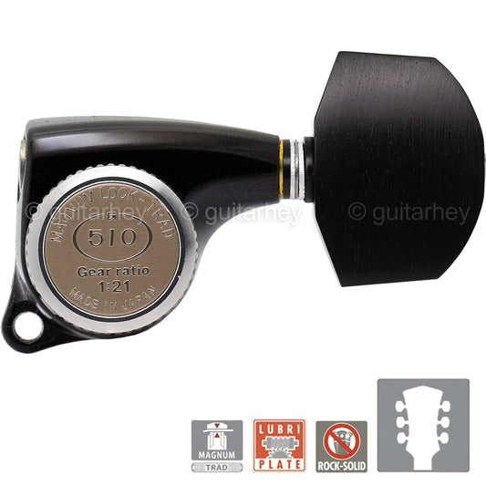 NEW Gotoh SGL510Z-EN01 MGT DELTA Locking Tuning Keys, 21:1 Ratio Set 3x3 - BLACK
