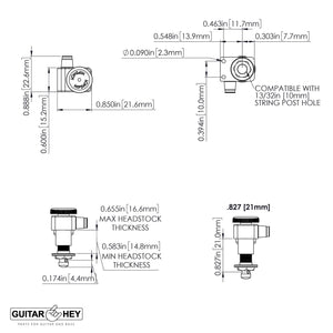 Hipshot Tuners Fender Directrofit LOCKING Non-Staggered OVAL Buttons NICKEL