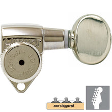 Load image into Gallery viewer, NEW Hipshot Grip-Locking Non-Staggered Open-Gear 6 in line OVAL Buttons, NICKEL