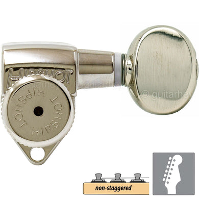 NEW Hipshot Grip-Locking Non-Staggered Open-Gear 6 in line OVAL Buttons, NICKEL