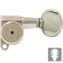 Load image into Gallery viewer, NEW Hipshot L3+R3 LOCKING Mini Tuners SET w/ SMALL OVAL Buttons 3x3 - NICKEL