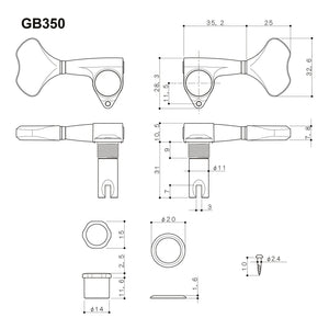 NEW Gotoh GB350 RES-O-LITE Aluminum Bass 5-String Tuning Keys L3+R2 Set X-NICKEL