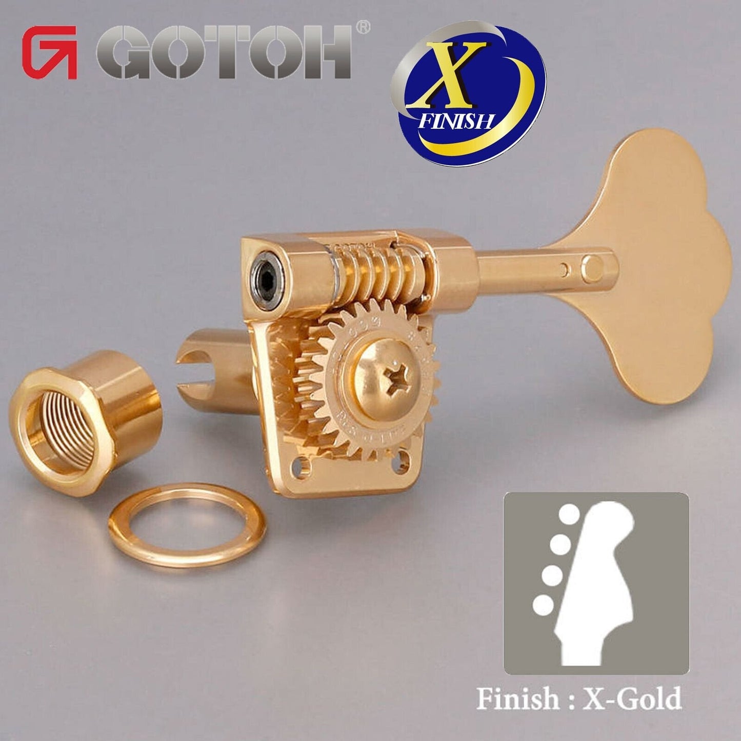 NEW Gotoh Res-O-Lite GB528 Vintage Style Bass 4-in-Line Set Lightweight - X-GOLD