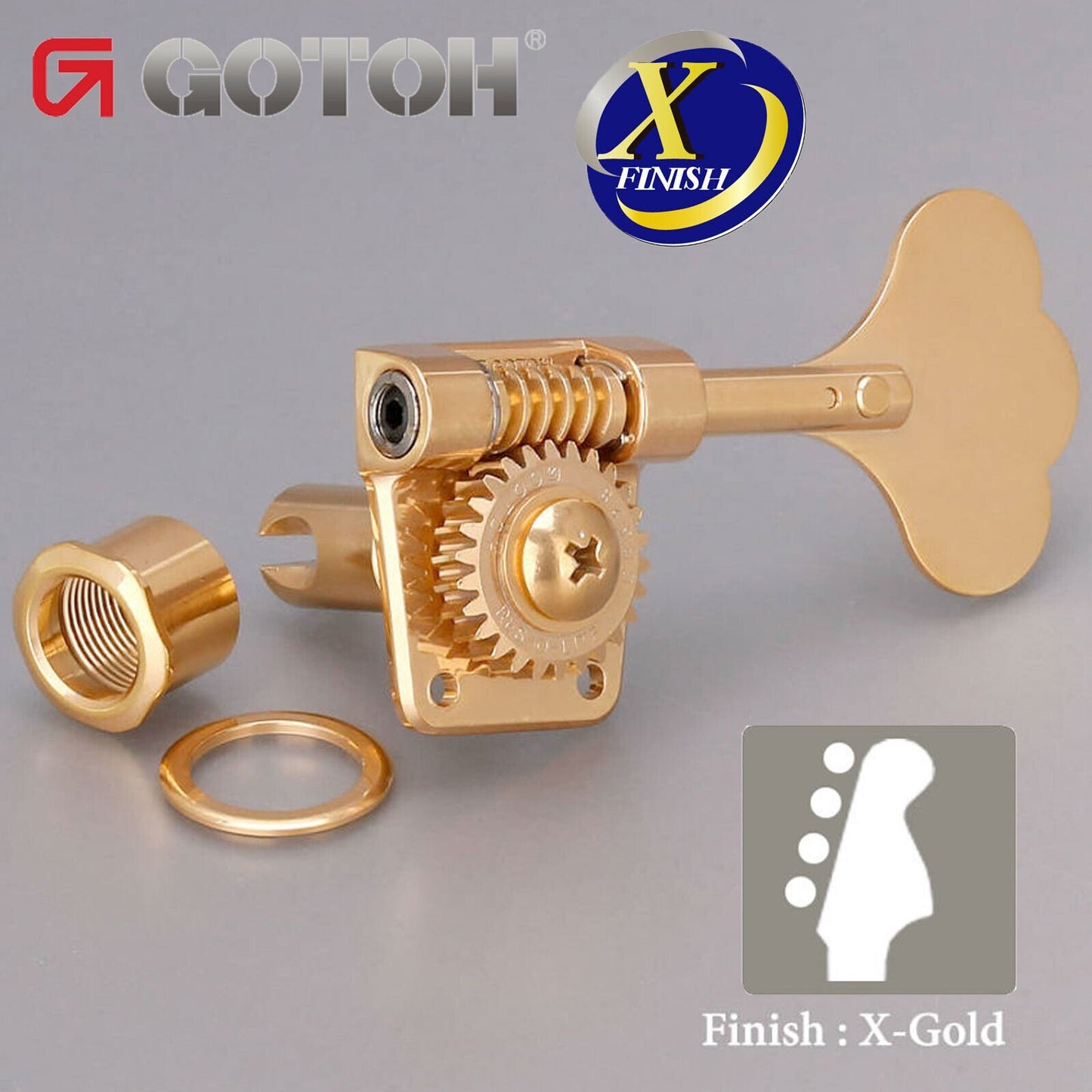 NEW Gotoh GB528 Res-O-Lite Vintage Bass 4-in-Line Set Lightweight ANTIQUE X-GOLD