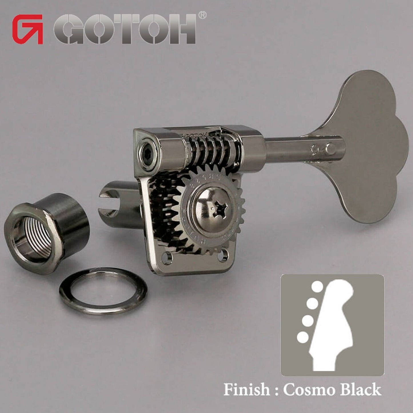 NEW Gotoh GB528 Res-O-Lite Vintage Bass 4-in-Line Set Lightweight - COSMO BLACK