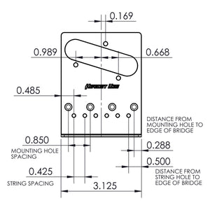 NEW Hipshot Telecaster® Retrofit Bridge 4 Mount Hole - Bender - STAINLESS STEEL