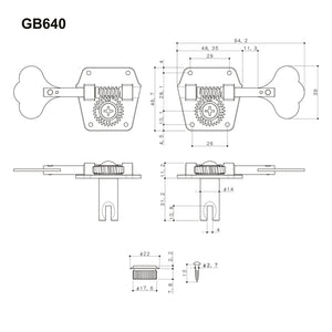 NEW Gotoh GB640 Super Light Weight 4-String Bass Guitar Tuners Set - X-GOLD