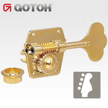 Load image into Gallery viewer, Gotoh GBR640 Res-O-Lite Reverse Wind Bass Tuners 4 In-Line Right Handed - GOLD