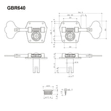 Load image into Gallery viewer, Gotoh GBR640 Res-O-Lite Reverse Wind Bass Tuners 4 In-Line Right Handed - GOLD