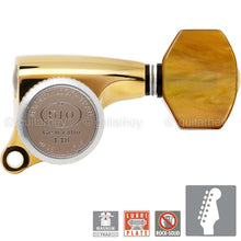 Carregar imagem no visualizador da galeria, NEW Gotoh SGS510Z-P8 MGT 6 in line Locking Tuners Set w/ Amber Buttons - GOLD