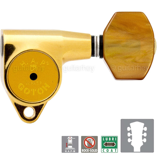 NEW Gotoh SG301-P8 HAPM Adjustable Post Height Locking AMBER Buttons 3x3 - GOLD