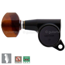 Load image into Gallery viewer, Gotoh SG381 LEFTY 6-In-Line Mini Keys TORTOISE Buttons LEFT-HANDED 16:1- BLACK