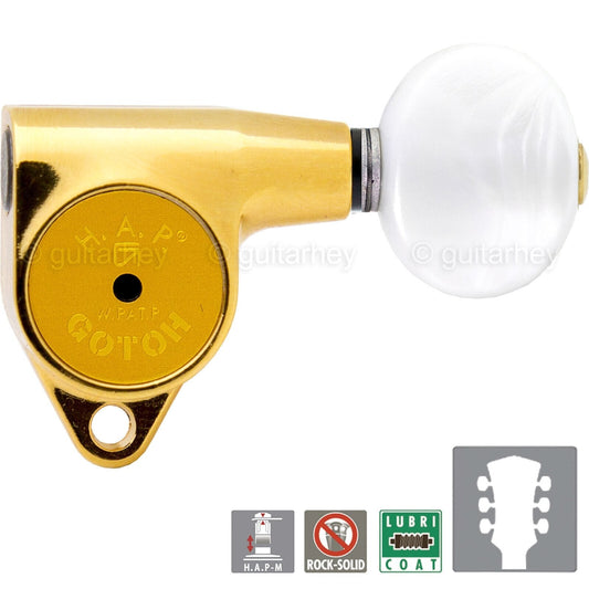 NEW Gotoh SG301-05P1 HAPM Adjustable Post Height Locking PEARL Buttons 3x3, GOLD