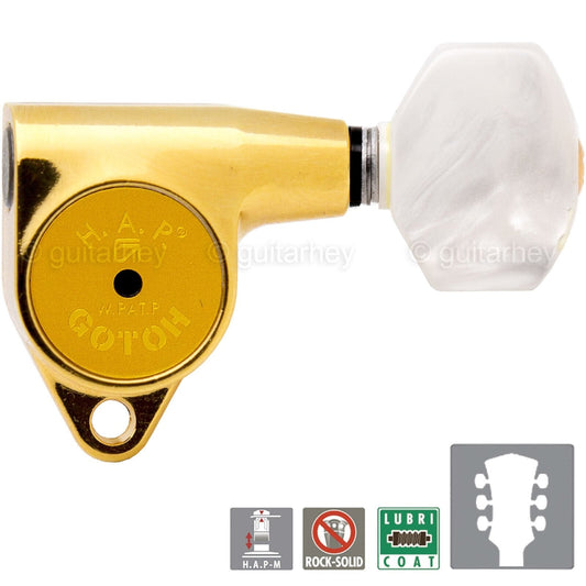 NEW Gotoh SG301-P7 HAPM Adjustable Post Height Locking PEARL Buttons 3x3 - GOLD