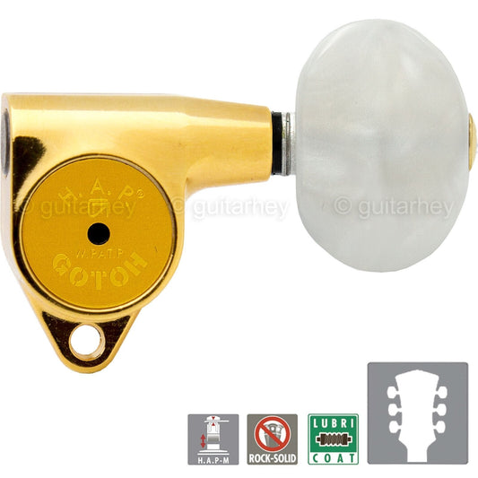 NEW Gotoh SG301-P1 HAPM Adjustable Post Height Locking PEARL Buttons 3x3 - GOLD