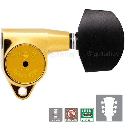 NEW Gotoh SG301-EN01 HAPM Adjustable Post Height Locking EBONY Buttons 3x3, GOLD